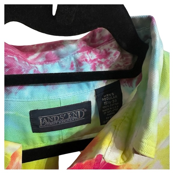 Lands' End Red and Yellow Casual Button Down Shirt - Picture 2 of 7